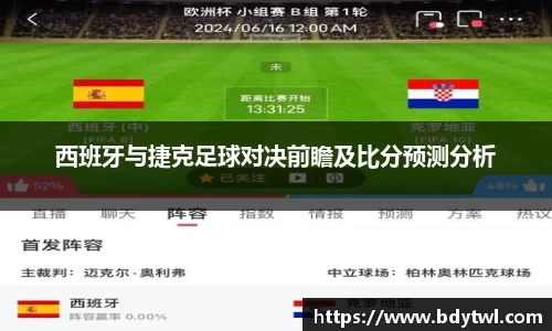 西班牙与捷克足球对决前瞻及比分预测分析